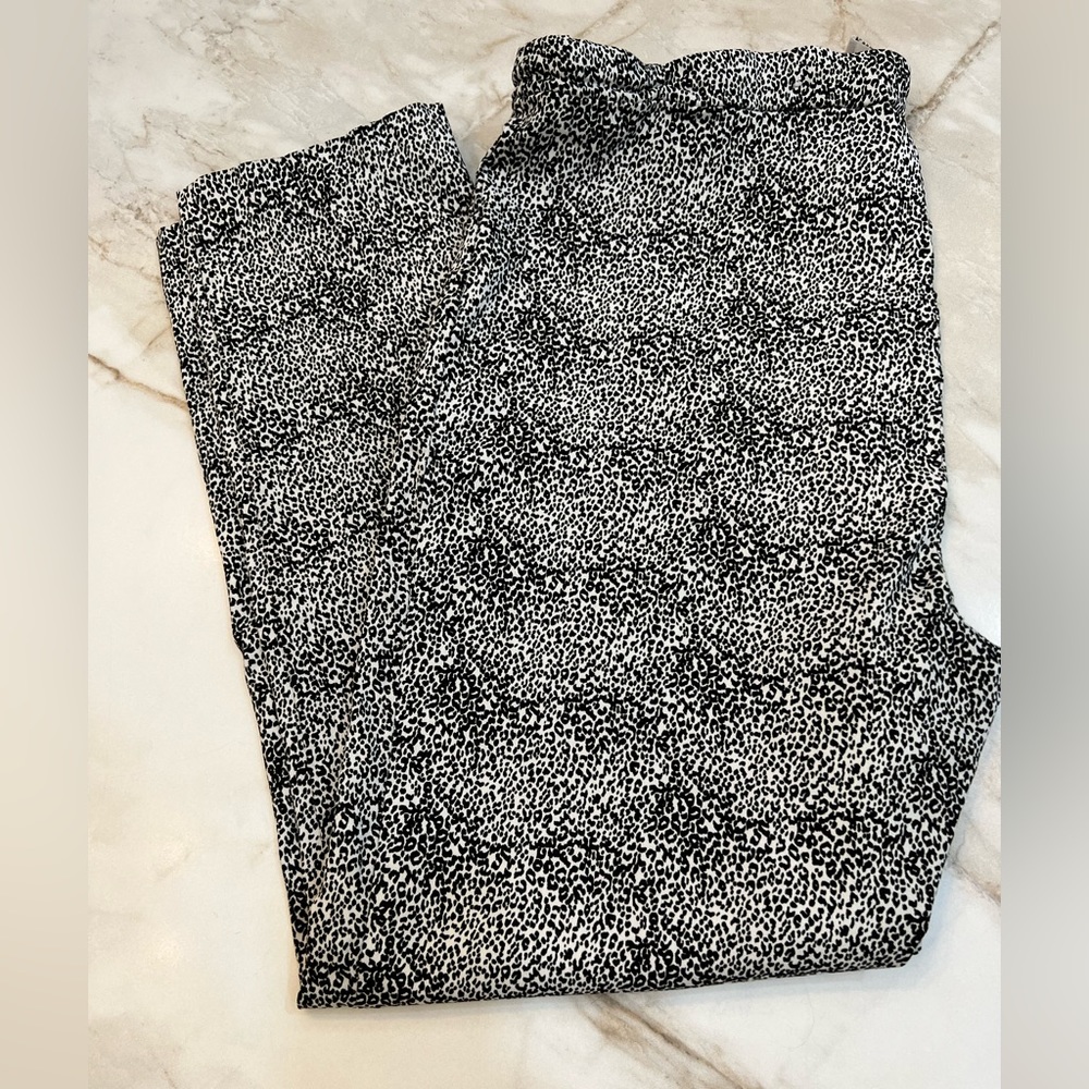 JULES & LEOPOLD Stretch Elastic Waist Skinny Leg Pants -Black/White Patterned XL